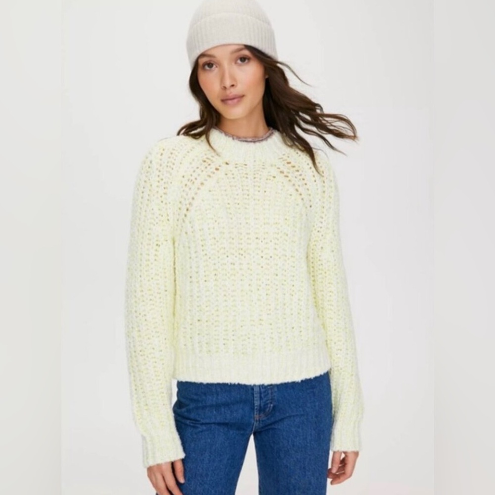 ARITZIA Wilfred Confetti Fluo Lime White Marled Knit Chenille Sweater Sz 2XS
